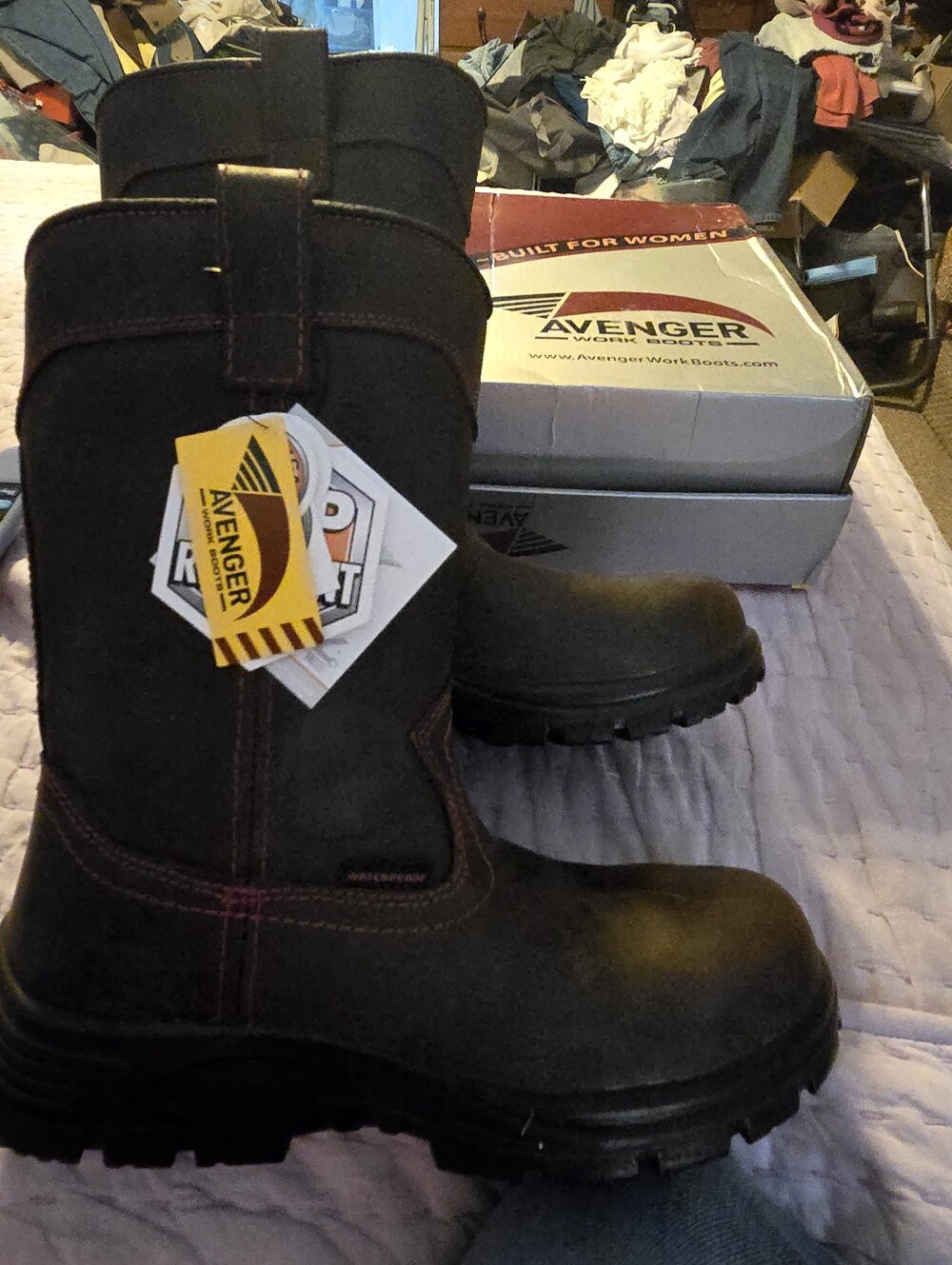 Avenger Brown Work Boot with Pink Stitching